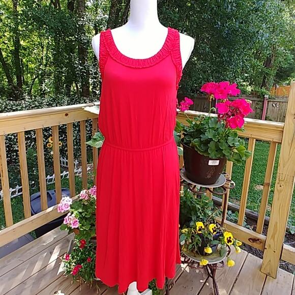 LOFT by Ann Taylor Dress Medium Red Knee to Midi - Picture 1 of 5